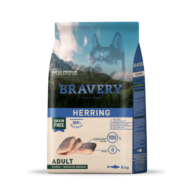 BRAVERY HERRING ADULT LARGE/MEDIUM BREEDS 4 Y 12 KG